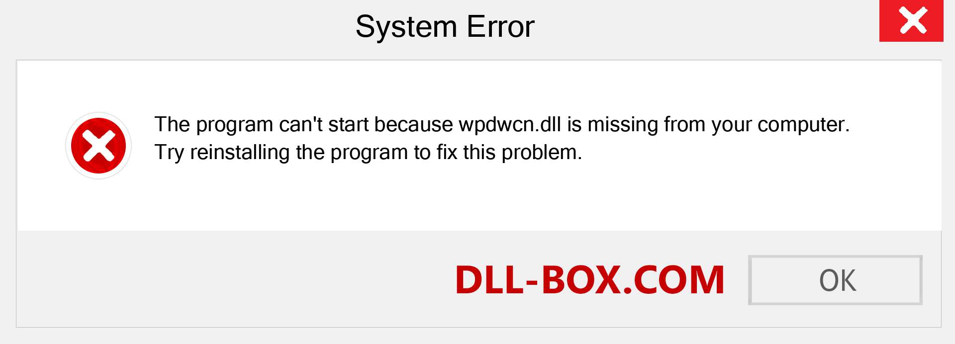  wpdwcn.dll file is missing?. Download for Windows 7, 8, 10 - Fix  wpdwcn dll Missing Error on Windows, photos, images